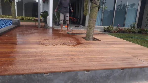 Pemasangan Deck Ulin - Komplek Rancamaya Bogor