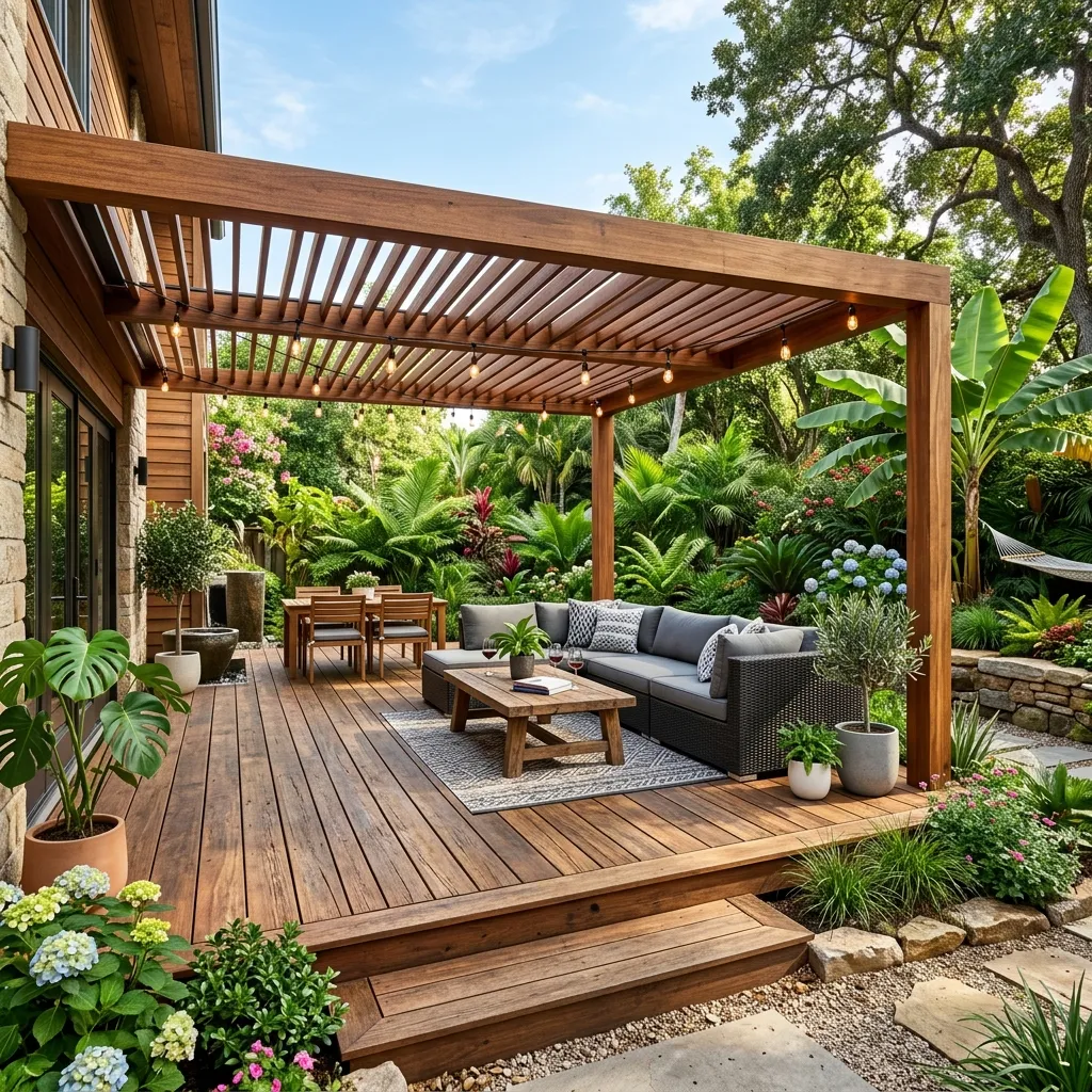 Decking kayu Bengkirai pada area komersial
